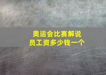 奥运会比赛解说员工资多少钱一个