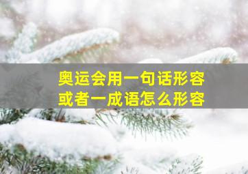 奥运会用一句话形容或者一成语怎么形容