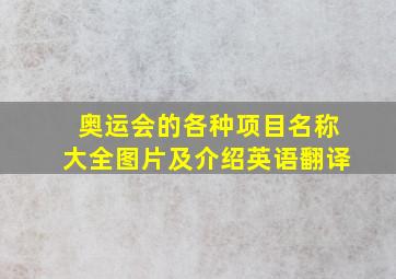 奥运会的各种项目名称大全图片及介绍英语翻译