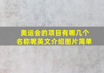 奥运会的项目有哪几个名称呢英文介绍图片简单