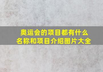 奥运会的项目都有什么名称和项目介绍图片大全