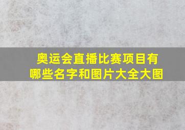 奥运会直播比赛项目有哪些名字和图片大全大图