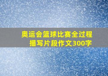 奥运会篮球比赛全过程描写片段作文300字