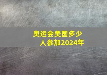 奥运会美国多少人参加2024年