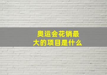 奥运会花销最大的项目是什么