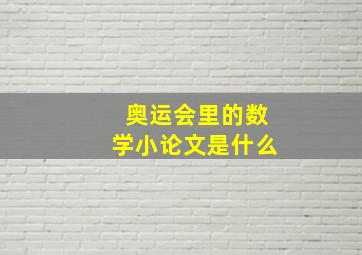 奥运会里的数学小论文是什么