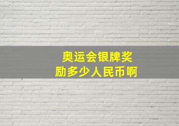 奥运会银牌奖励多少人民币啊