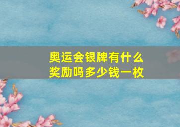 奥运会银牌有什么奖励吗多少钱一枚