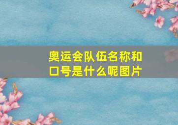 奥运会队伍名称和口号是什么呢图片