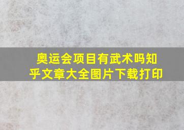 奥运会项目有武术吗知乎文章大全图片下载打印