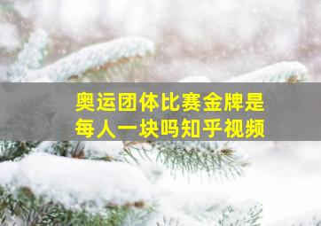 奥运团体比赛金牌是每人一块吗知乎视频