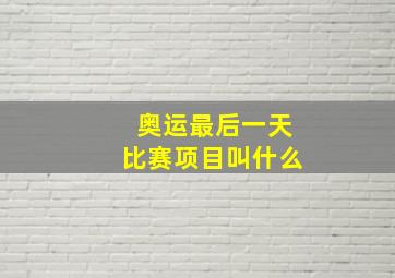 奥运最后一天比赛项目叫什么