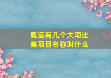 奥运有几个大项比赛项目名称叫什么