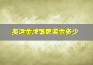 奥运金牌银牌奖金多少