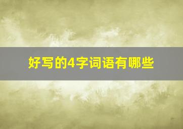 好写的4字词语有哪些