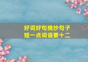 好词好句摘抄句子短一点词语要十二