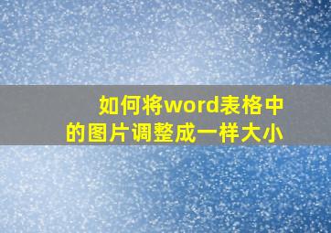 如何将word表格中的图片调整成一样大小