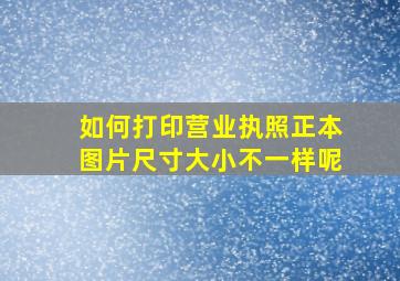 如何打印营业执照正本图片尺寸大小不一样呢