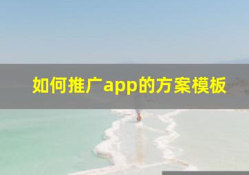 如何推广app的方案模板