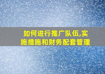 如何进行推广队伍,实施措施和财务配套管理