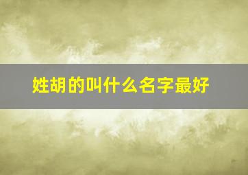 姓胡的叫什么名字最好