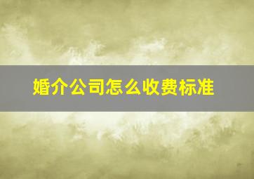 婚介公司怎么收费标准