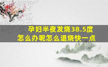 孕妇半夜发烧38.5度怎么办呢怎么退烧快一点