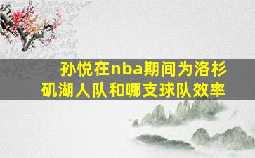 孙悦在nba期间为洛杉矶湖人队和哪支球队效率