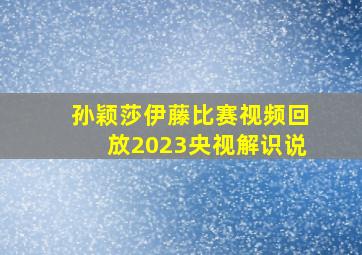 孙颖莎伊藤比赛视频回放2023央视解识说