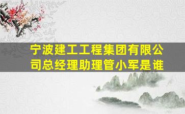 宁波建工工程集团有限公司总经理助理管小军是谁