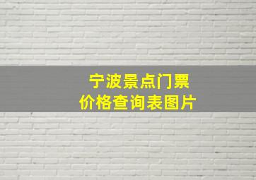 宁波景点门票价格查询表图片