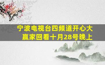 宁波电视台四频道开心大赢家回看十月28号晚上