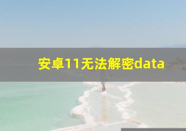 安卓11无法解密data