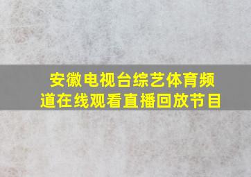 安徽电视台综艺体育频道在线观看直播回放节目