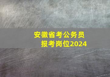 安徽省考公务员报考岗位2024