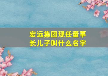 宏远集团现任董事长儿子叫什么名字