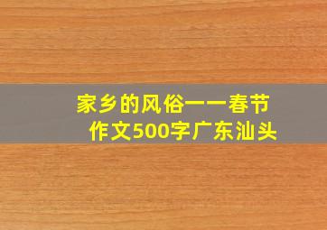 家乡的风俗一一春节作文500字广东汕头