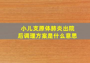 小儿支原体肺炎出院后调理方案是什么意思