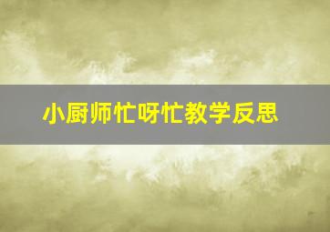 小厨师忙呀忙教学反思