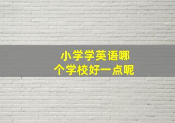 小学学英语哪个学校好一点呢