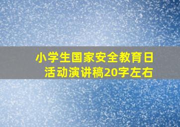 小学生国家安全教育日活动演讲稿20字左右