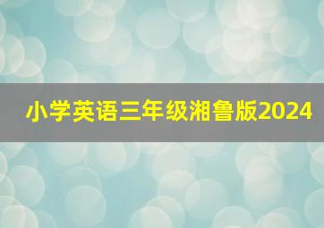 小学英语三年级湘鲁版2024