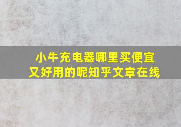 小牛充电器哪里买便宜又好用的呢知乎文章在线