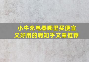 小牛充电器哪里买便宜又好用的呢知乎文章推荐