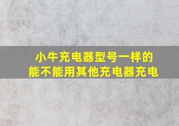 小牛充电器型号一样的能不能用其他充电器充电