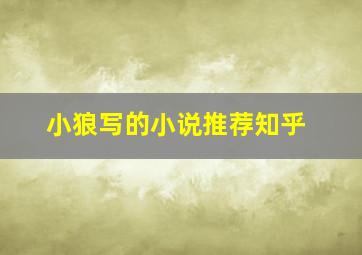 小狼写的小说推荐知乎