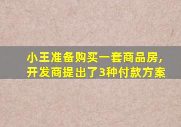 小王准备购买一套商品房,开发商提出了3种付款方案