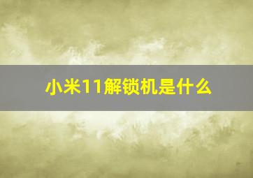 小米11解锁机是什么