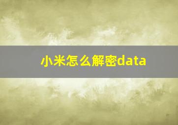 小米怎么解密data