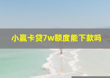 小赢卡贷7w额度能下款吗